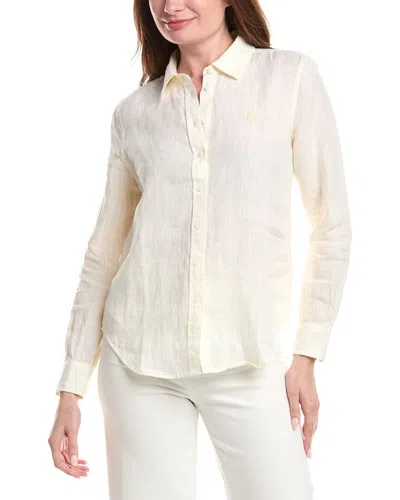 Brooks Brothers Yarn Dye Stripe Linen Classic Shirt In Yellow