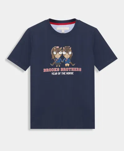 Brooks Brothers Year Of The Horse T-shirt In Blue