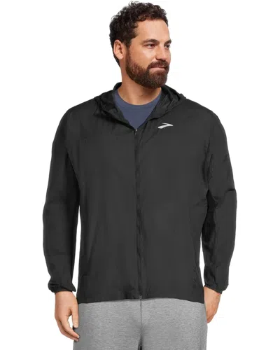 Brooks Canopy Packable Jacket Men's Black Full Zip Hooded Running Ddr 90