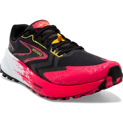 Brooks Catamount 3 Trail Running Shoe In Black/diva Pink/lemon Chrome