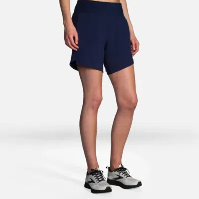 Brooks Chaser 221466-451 Shorts Women's Navy Elastic Waist Performance Red42 In Blue
