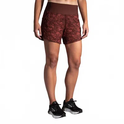 Brooks Chaser 5" Shorts In Run Raisin Glitch Print In Red