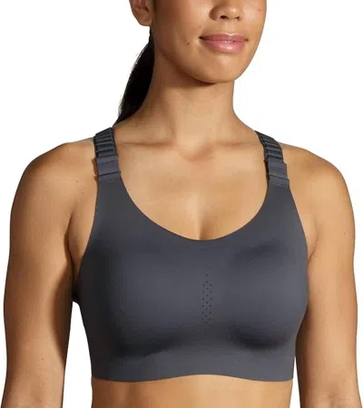 Brooks Dare 2.0 Racerback Run Bra In Asphalt In Gray