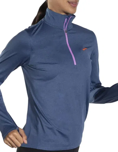 Brooks Dash 1/2 2.0 Zip Jacket In Heather Aegean In Blue