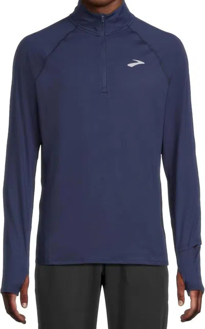 Brooks Dash 1/4 Zip 3.0 Long Sleeve Tee In Midnight In Blue