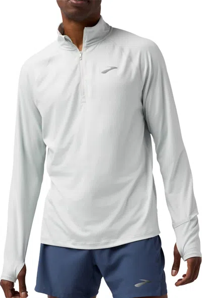 Brooks Dash Zip Running Shirt In Smoke In Gray
