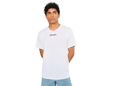 Brooks Dash Cooling Short Sleeve Men's Workout White: Lg, Polyester/spandex In Multi