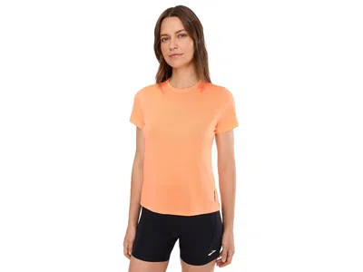 Brooks Dash Short Sleeve Women's Clothing Cyber Peach: Md (us Women's 8-10) In Orange