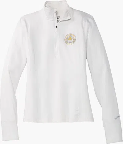 Brooks Dash Sweatshirts Women's Medium White Stretch Long Sleeve 1/2 Zip Erk119