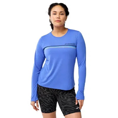 Brooks Distance Long Sleeve 3.0 Top Women's Blue Thumbhole Activewear Dsgl478