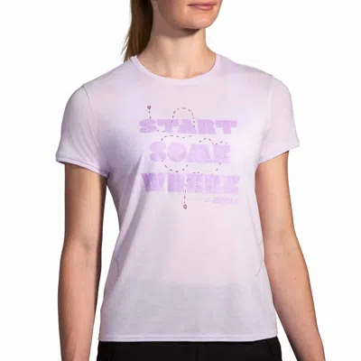 Brooks Distance Short Sleeve 3.0 T-shirt In Light Purple/start Somewhere