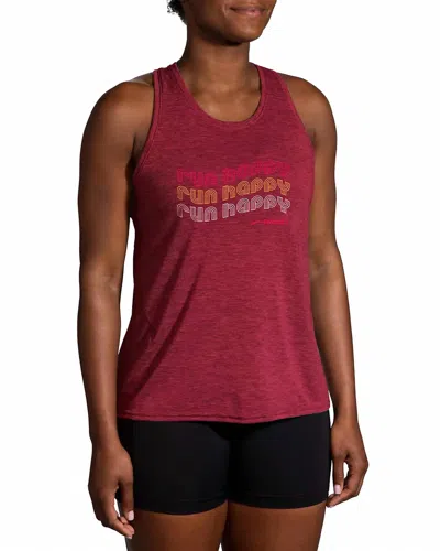 Brooks Distance Tank 2.0 Top In Heather Razzmat In Burgundy