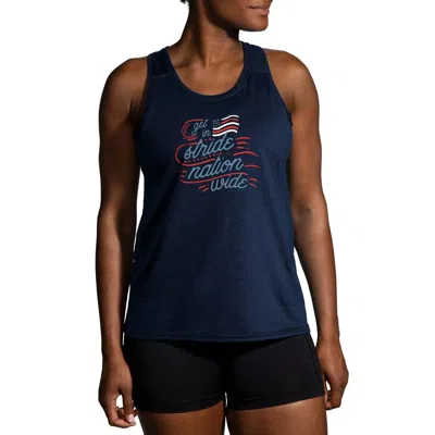 Brooks Distance Tank 2.0 Top In Navy/run Usa In Multi