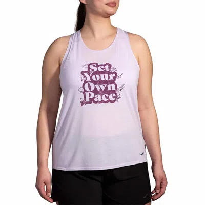 Brooks Distance Tank 3.0 Top In Light Purple/set Your Pace In White