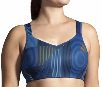 Brooks Drive Convertible Sports Bra In Motion Print In Blue