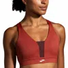 Brooks Drive Plunge Run Bra In Copper/ Run Raisin/ Ice Blue In Brown