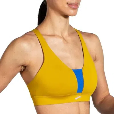 Brooks Drive Plunge Run Bra In Golden Hour/bluetiful In Animal Print