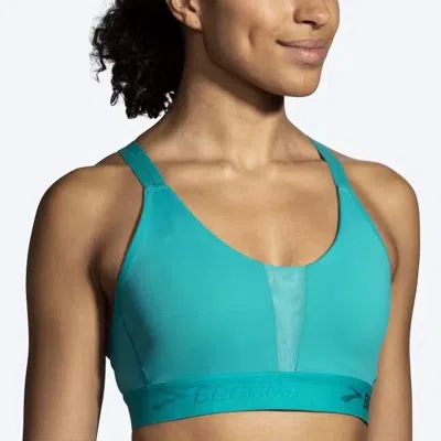 Brooks Drive Plunge Run Bra In Nile Green In Blue