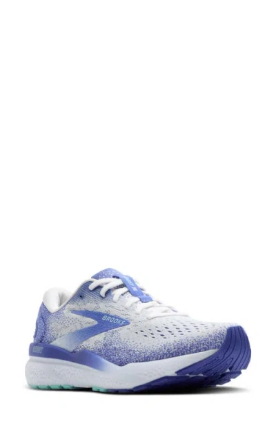 Brooks Ghost 16 Running Shoe In White/amparo Blue/limpet Shell