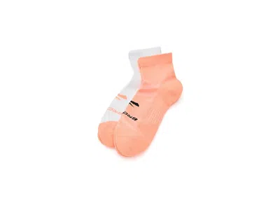 Brooks Ghost Lite Quarter Socks 2-pack No Show Socks Shoes Cyber Peach/white/peach: Sm (us Women's Shoe 4-6 In Orange