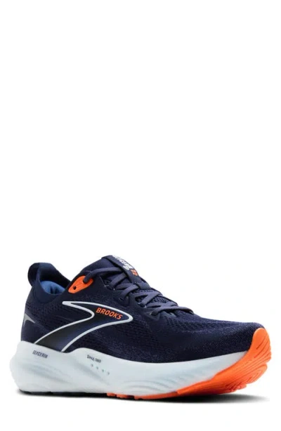 Brooks Glycerin 22 Running Shoe In Peacoat/blue Ribbon/orange
