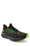 Brooks Glycerin Stealthfit 20 Running Shoe In Black/pearl/green Gecko