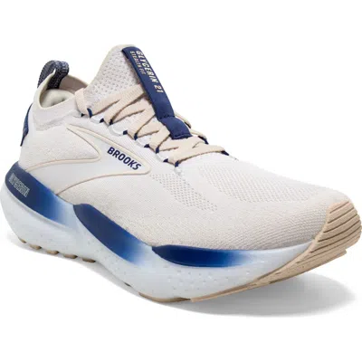 Brooks Glycerin Stealthfit 21 Running Shoe In White/marshmallow/blue