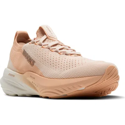 Brooks Glycerin Stealthfit 22 Running Shoe In Almond Peach/almond/portabella