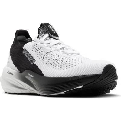 Brooks Glycerin Stealthfit 22 Running Shoe In White/grey/black