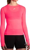 Brooks High Point Long Sleeve Top In Neo Pink