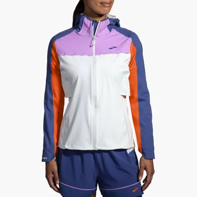 Brooks High Point Waterproof Jacket In Light Slate/bright Orange/aegean In Multi