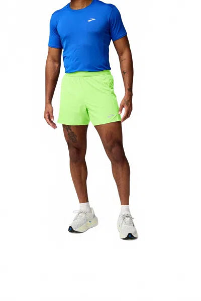Brooks Journey 5" Short In Neo Limeade In Green