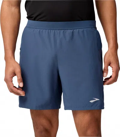 Brooks Journey 7" 2-in-1 Short In Blue Slate In Multi