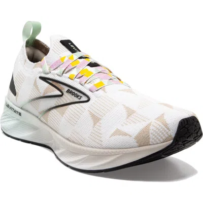 Brooks Levitate Stealthfit 6 Running Shoe In White/silver Lining/green