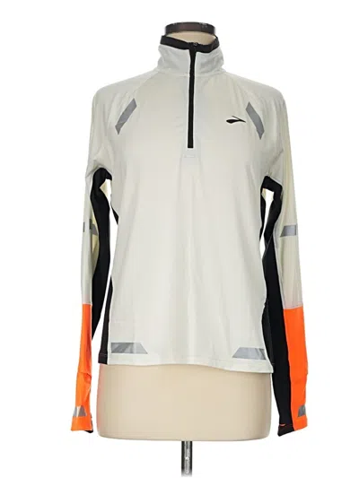 Pre-owned Brooks Long Sleeve Top Silver Mock Neckline Tops