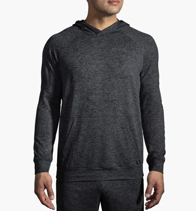 Brooks Luxe Hoodie In Heather Black