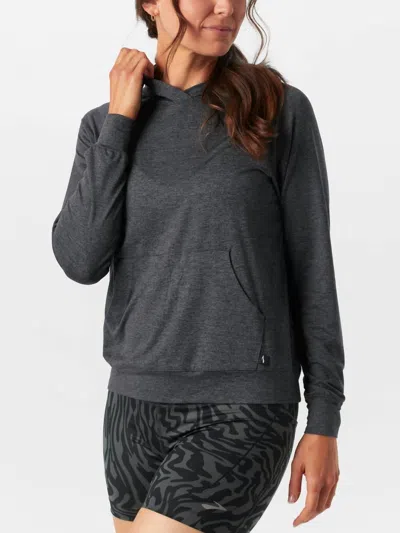 Brooks Luxe Hoodie In Heather Black In Gray