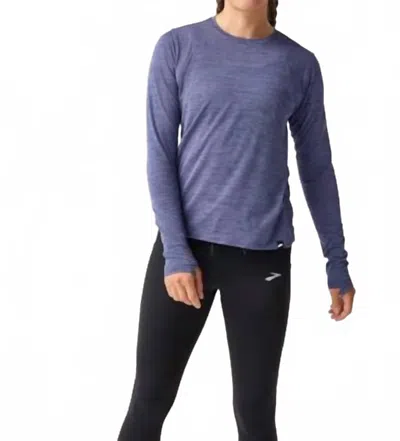 Brooks Luxe Long Sleeve Top In Heather Nightshadow In Blue