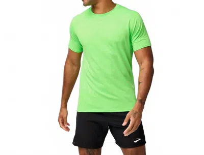 Brooks Luxe Short Sleeve Shirt In Heather Neo Limeade In Green