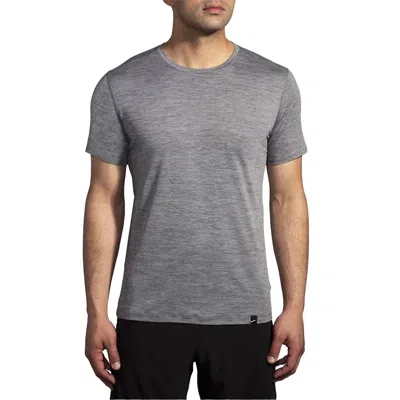 Brooks Luxe Short Sleeve Tee In Heather Charcoal In Gray