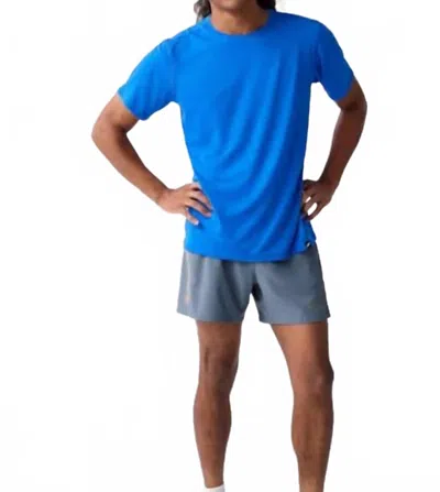 Brooks Luxe Short Sleeve Tee In Heather Neo Blue