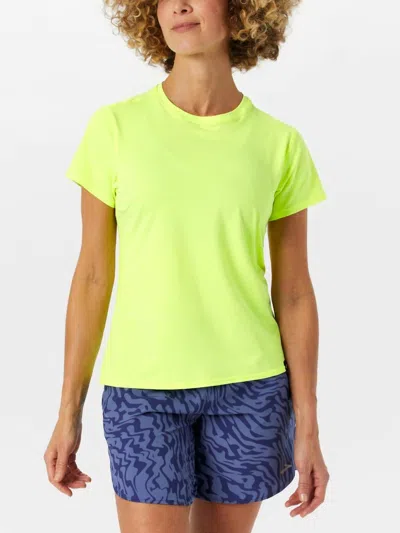 Brooks Luxe Short Sleeve Tee In Heather Neo Yellow In Green