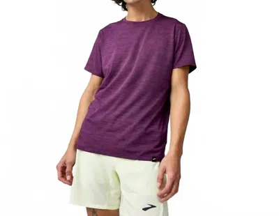 Brooks Luxe Short Sleeve Tee In Htr Burgundy Blaze In Purple