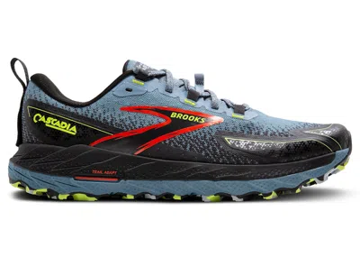 Pre-owned Brooks Men's  Cascadia 18 Sneakers In Citadel/ebony/lime
