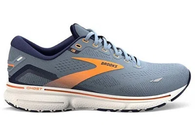 Pre-owned Brooks Men's  Ghost 15 Sneakers In Flintstone/peacoat/orange
