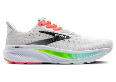 Pre-owned Brooks Men's  Ghost 17 Sneakers In White/pink Clay/gecko In Multi