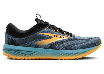 Pre-owned Brooks Men's  Revel 7 Sneakers In Storm Blue/black/orange Pop