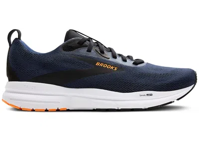 Pre-owned Brooks Men's  Trace 4 Sneakers In Peacoat/black/orange Pop