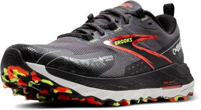 Brooks Men's Cascadia 18 Gtx Running Sneakers In Blackened Pearl/black/tomato In Multi