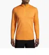 Shop Brooks Men's Dash 1/2 Zip In Htr Orange Pop